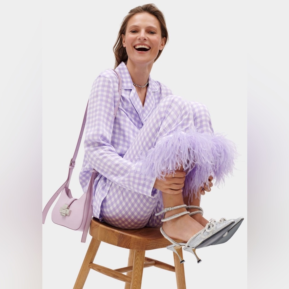 NWT - SLEEPER - Party Pajamas Set with Feathers in Lavender Vichy Size: XL